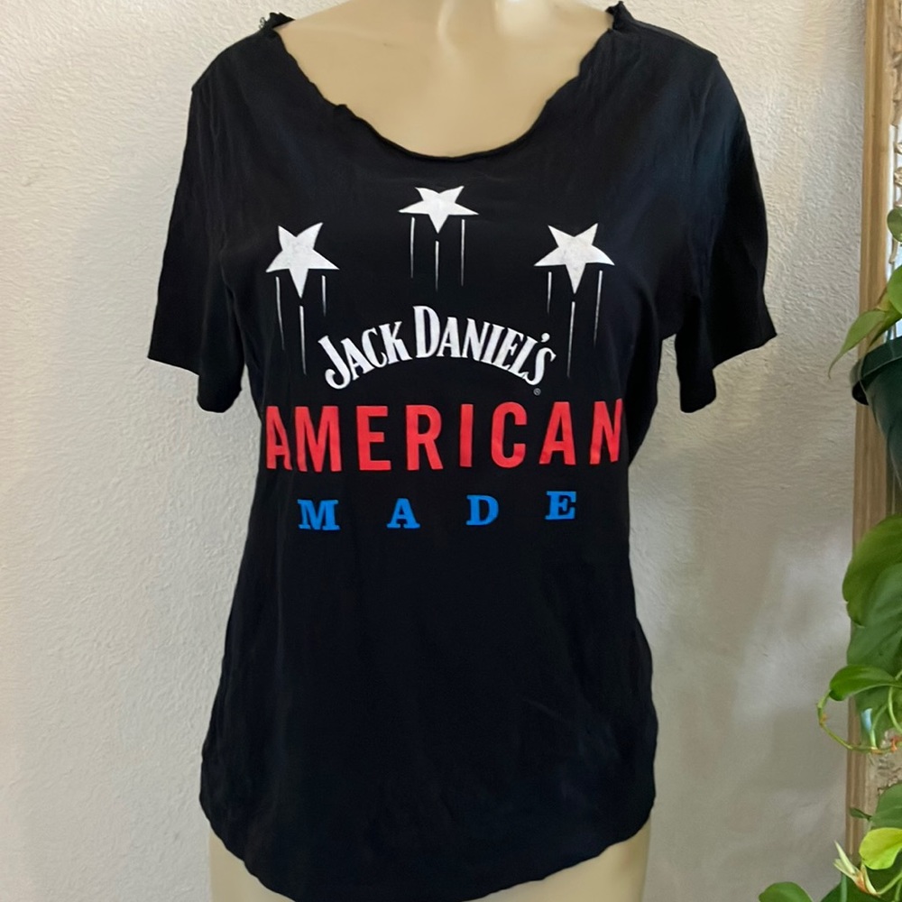 Shirt Black with Red White Blue Design Jack Daniel’s American Made and 3 Stars